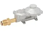 Flame King 2 Stage Propane LP Horizontal Super Compact Regulator with Pol for RV, Vans, Trailers, Campers, 100lb Tank, ASME Tank, Generators