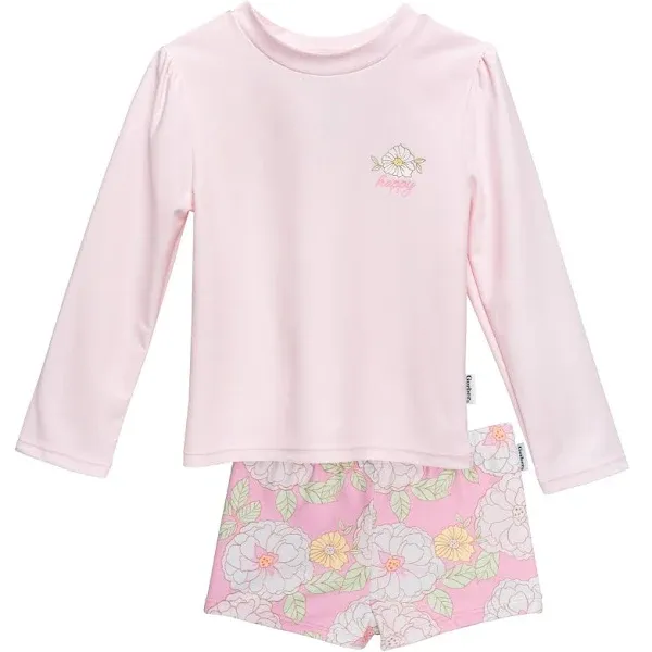 Gerber Toddler Girls' Rashguard Swimsuit Set - Peonies - 4T - 2-Piece