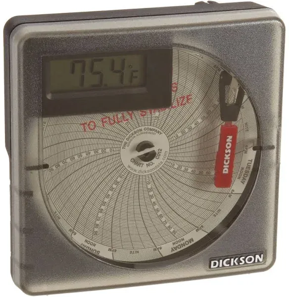 Dickson SL4350 Temperature Chart Recorder with Digital Display, 4"/101mm Chart, 7 ...