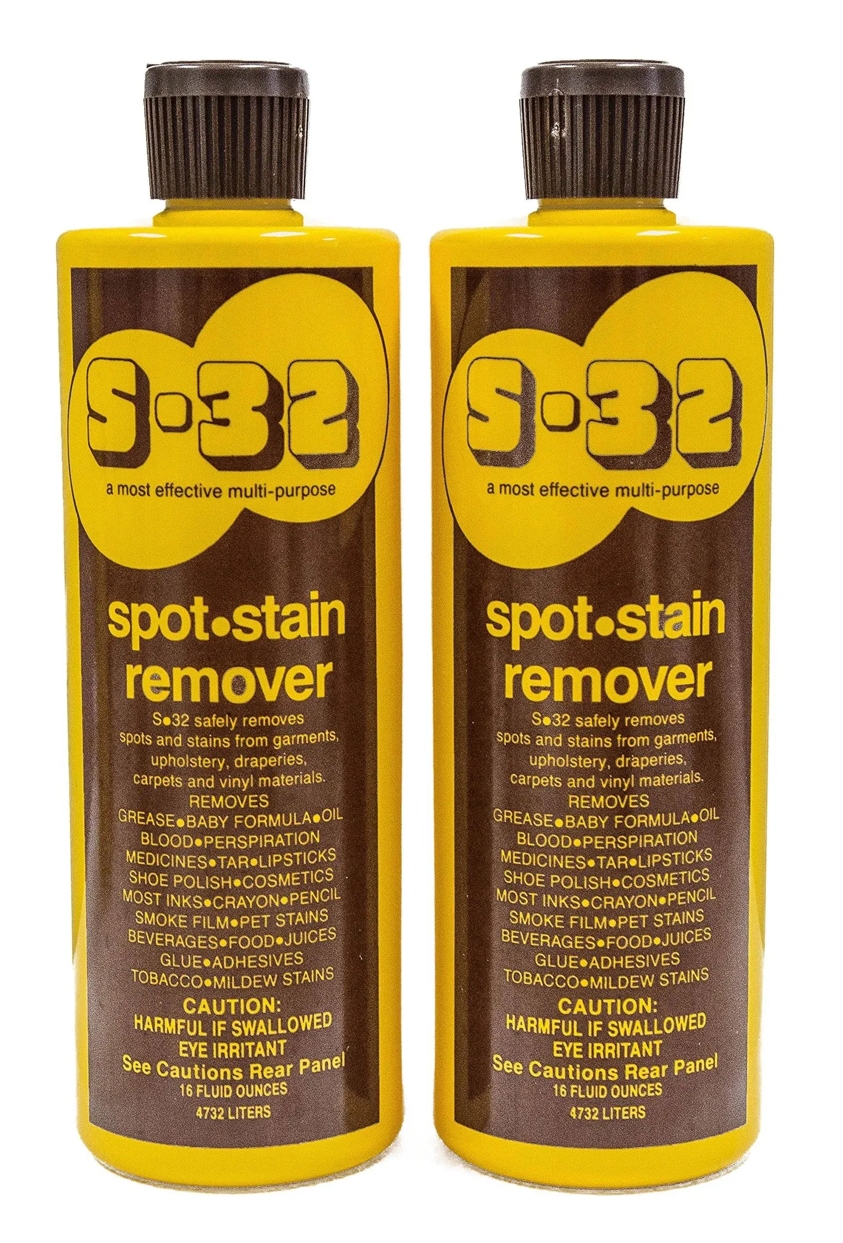 S 32 Spot Stain Remover, Safely Removes Stubborn Spots and Stains, Commercial Use, Household Needs, 15.2 Ounces, 2 Pack