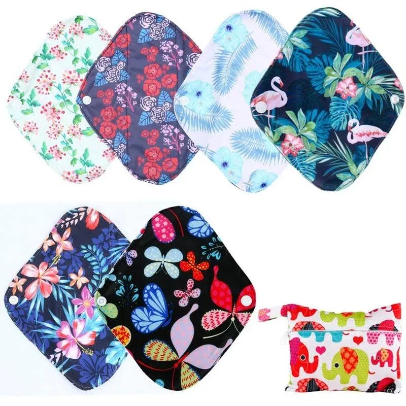 Reusable Waterproof Bamboo Charcoal Menstrual Pads Sets-Panty Liner Regular Flow Heavy Flow (pinjie, s)