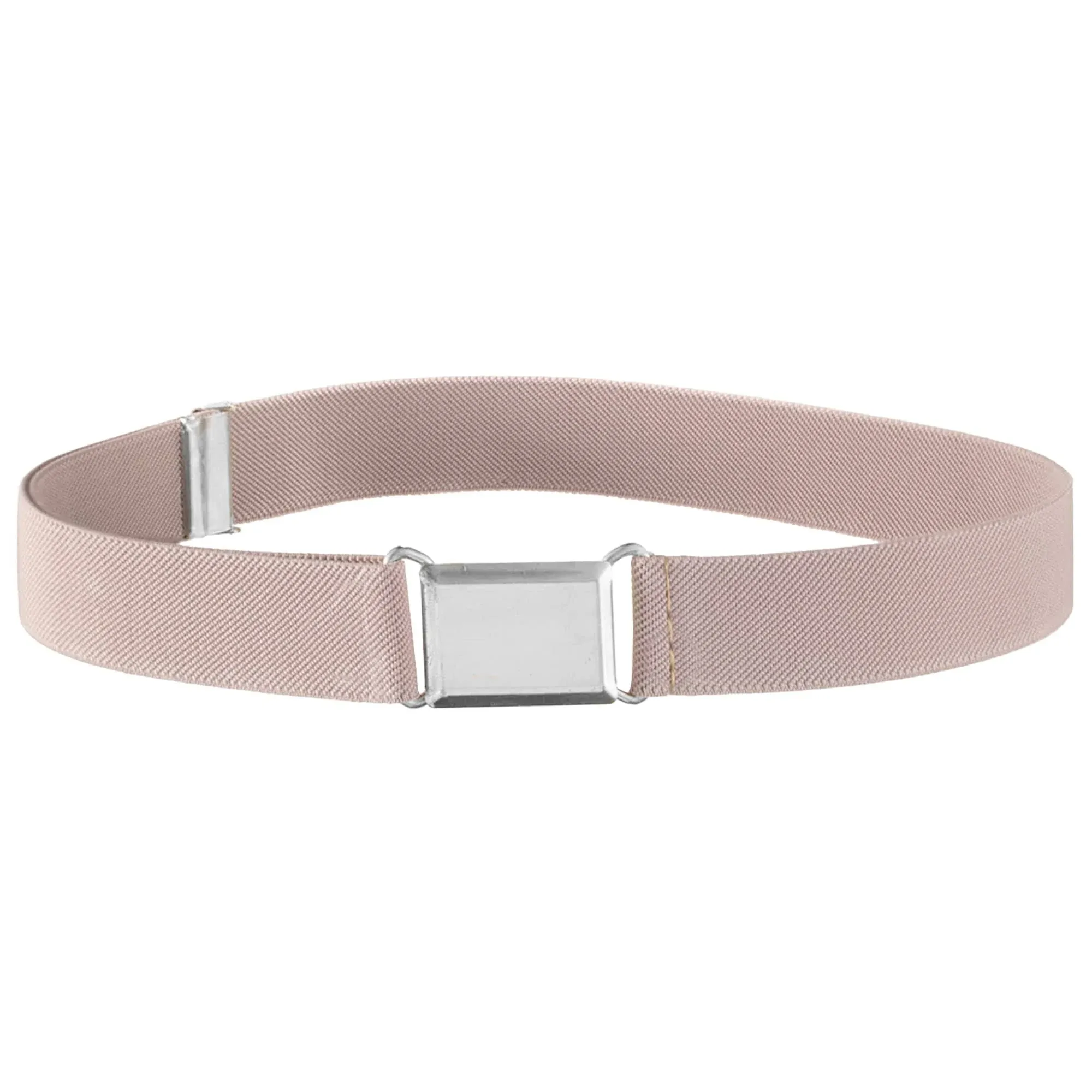 Hold'em Kids Elastic Adjustable Strech Belt with Silver Square Buckle- Beige