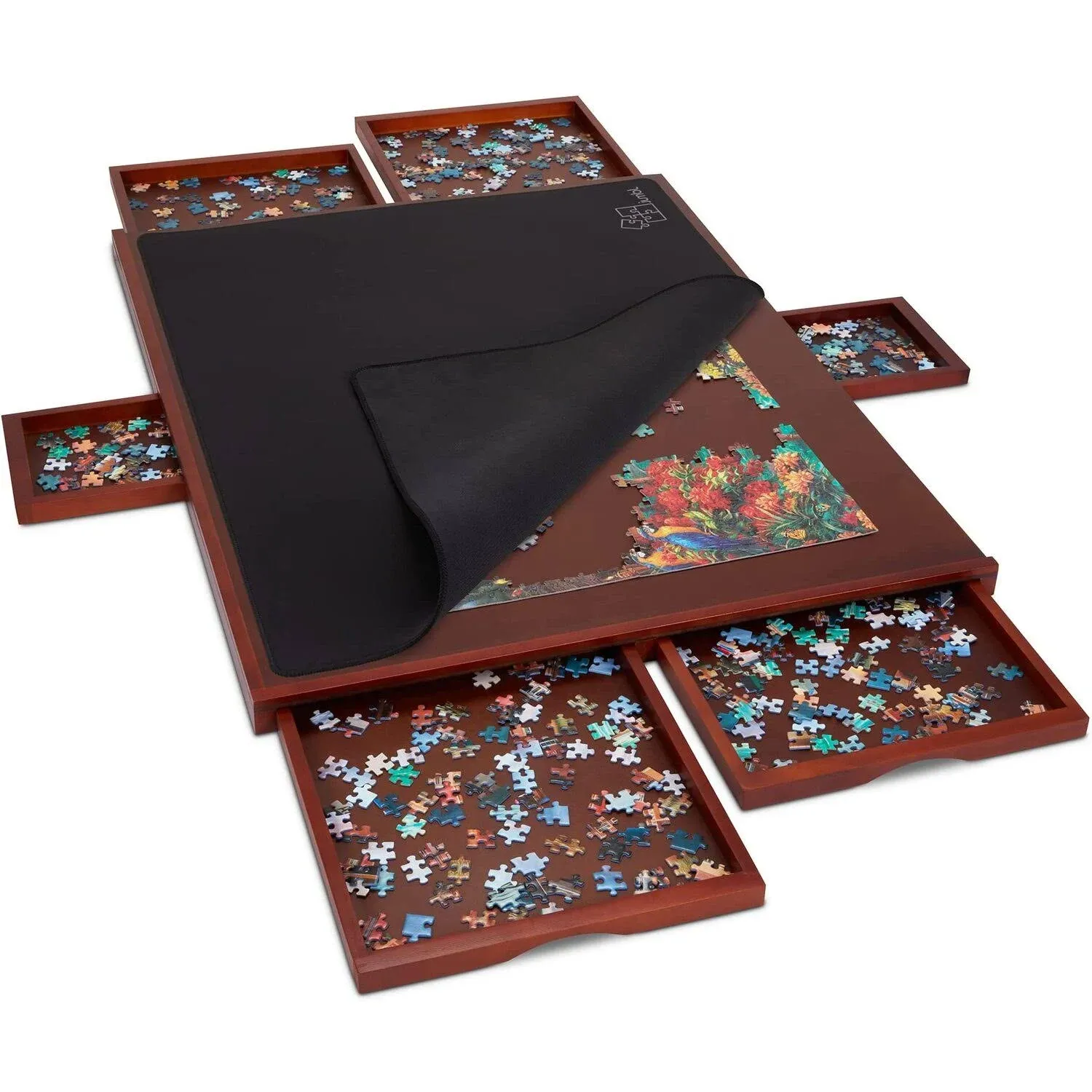 Jumbl 1500 Piece Puzzle Board with Cover, 27? x 35? Wooden Jigsaw Puzzle Table & Trays