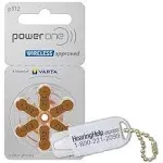 Hearing Help Express Powerone Hearing Aid Batteries, Size 312, 120 Batteries + Free Battery Case Keychain