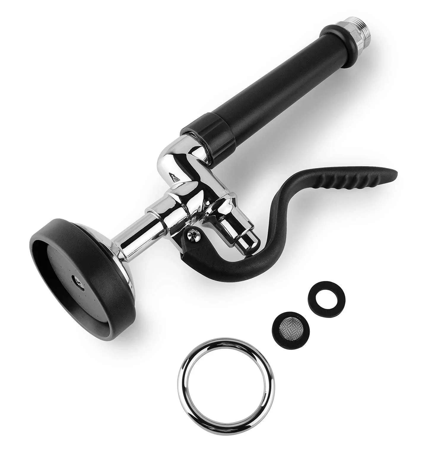 CWM Pre Rinse Sprayer Commercial Sink Faucet Spray Valve Chrome Finished (Black)