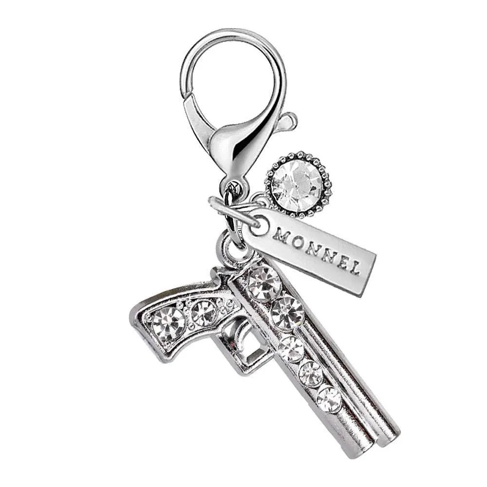 Monnel MC165 Crystal Gun Pistol Lobster Clasp Charm Pendant with Velvet Bag ...