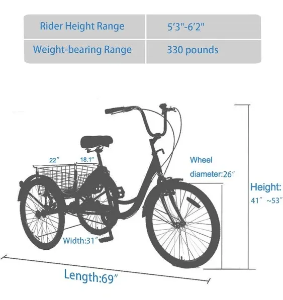 Adult Folding Tricycles Folding Bikes,24inch 3 Wheel Adult Trikes Cruiser Bike