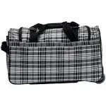 Rockland unisex-adult Rolling Duffel Bag, Black Cross Plaid, 22-Inch