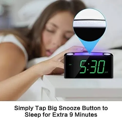 Alarm Clock For Bedroom 7.5 Large Display Led Digital Clock With 7 Color Night Light,Usb Phone Charger,Dimmer,Battery Backup,Easy To Set Loud Bedside