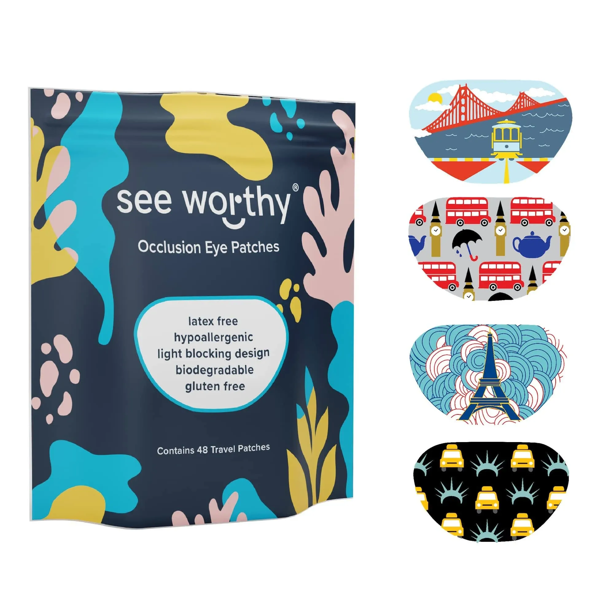 See Worthy Travel Eye Patches - Innovative Design, Smart Adhesive Technology - Breathable & Comfortable Eyepatch for Lazy Eye -