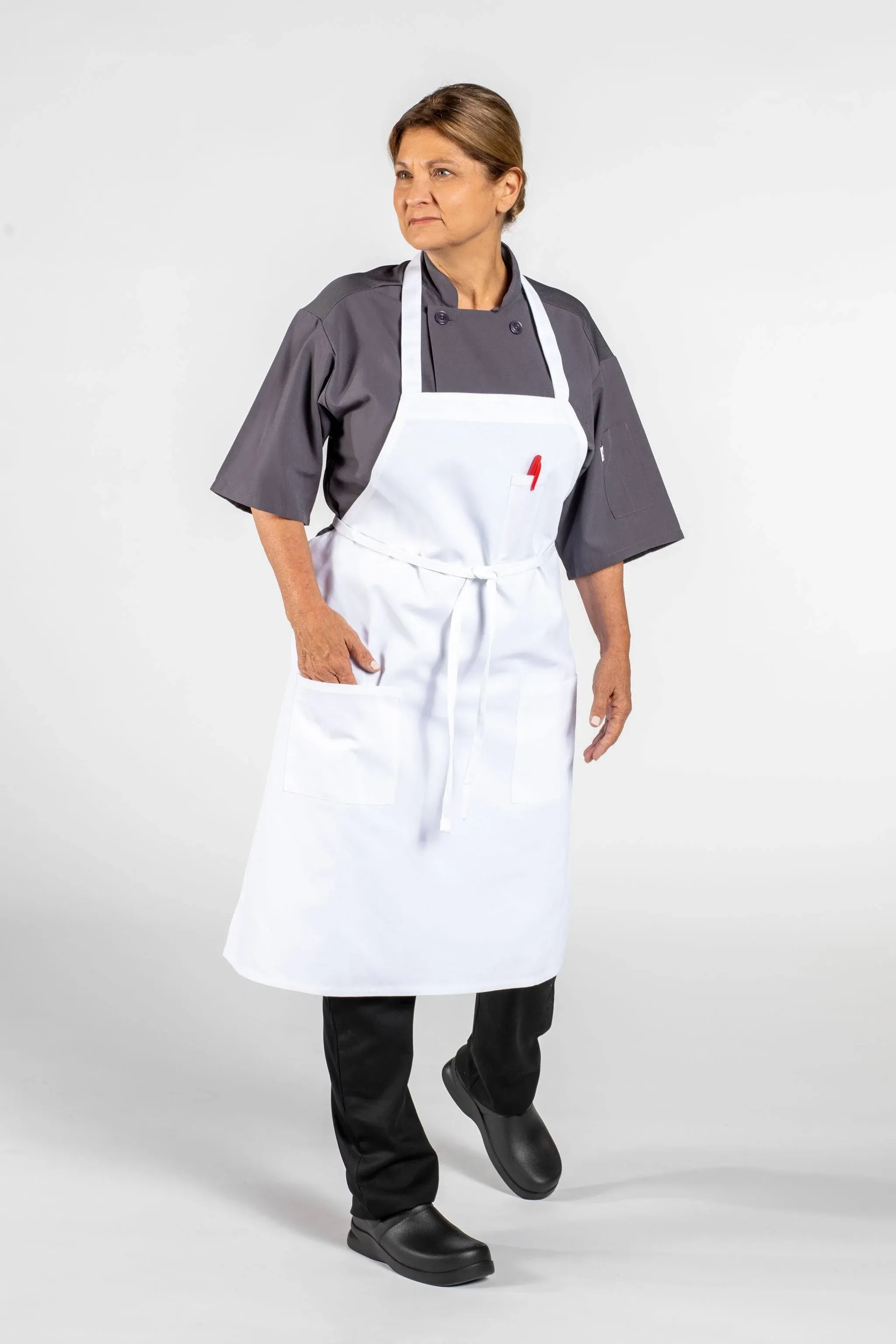 Uncommon Threads Patch Pocket Bib Apron - White