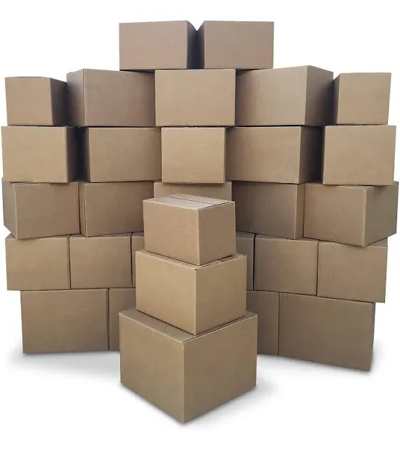 Amazon Basics Cardboard Moving Boxes in Small, Medium and Large Sizes (Assorted), Pack of 30, Brown