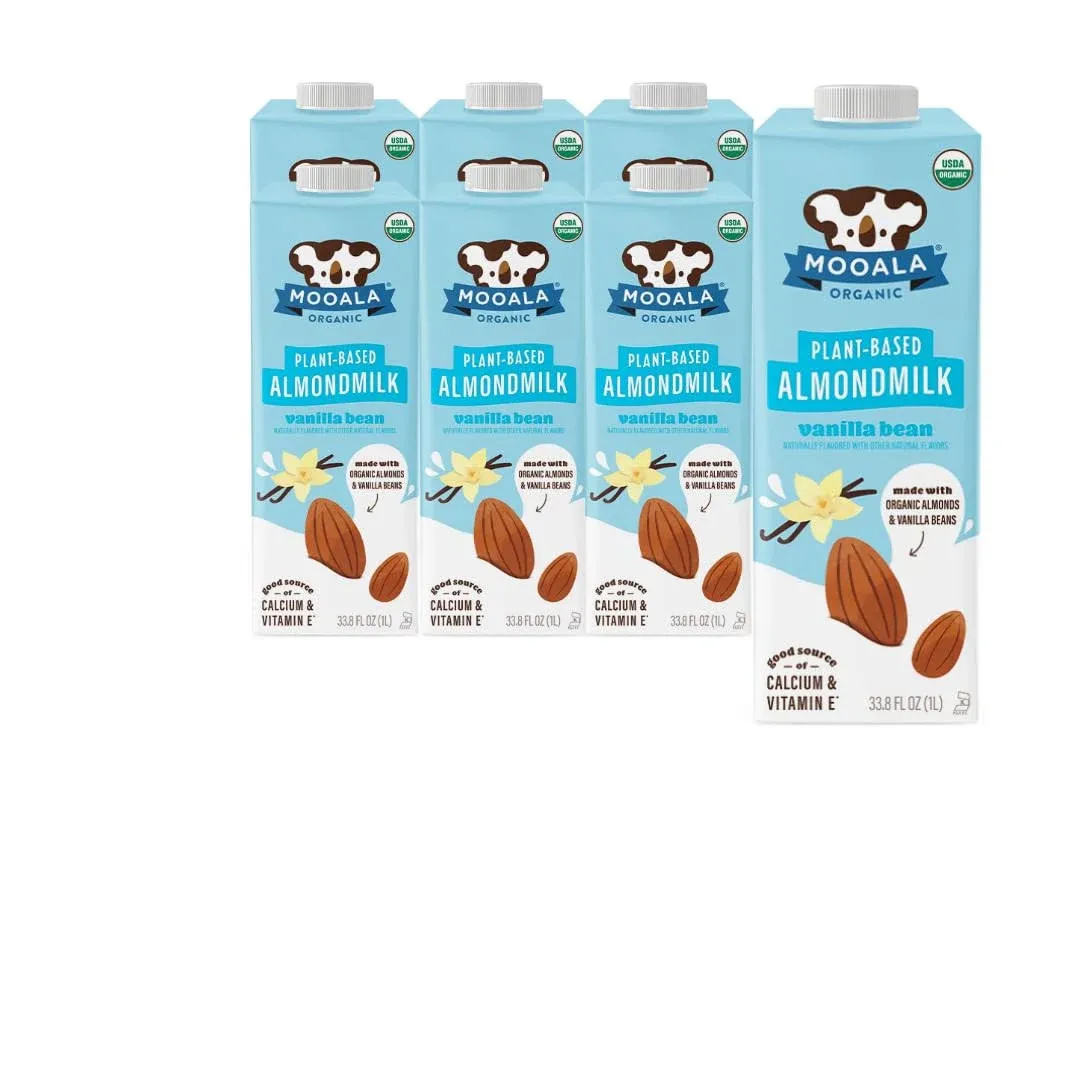 Mooala Organic Vanilla Bean Almondmilk, 33.8 oz (Pack of 6) Shelf-Stable, Non ...