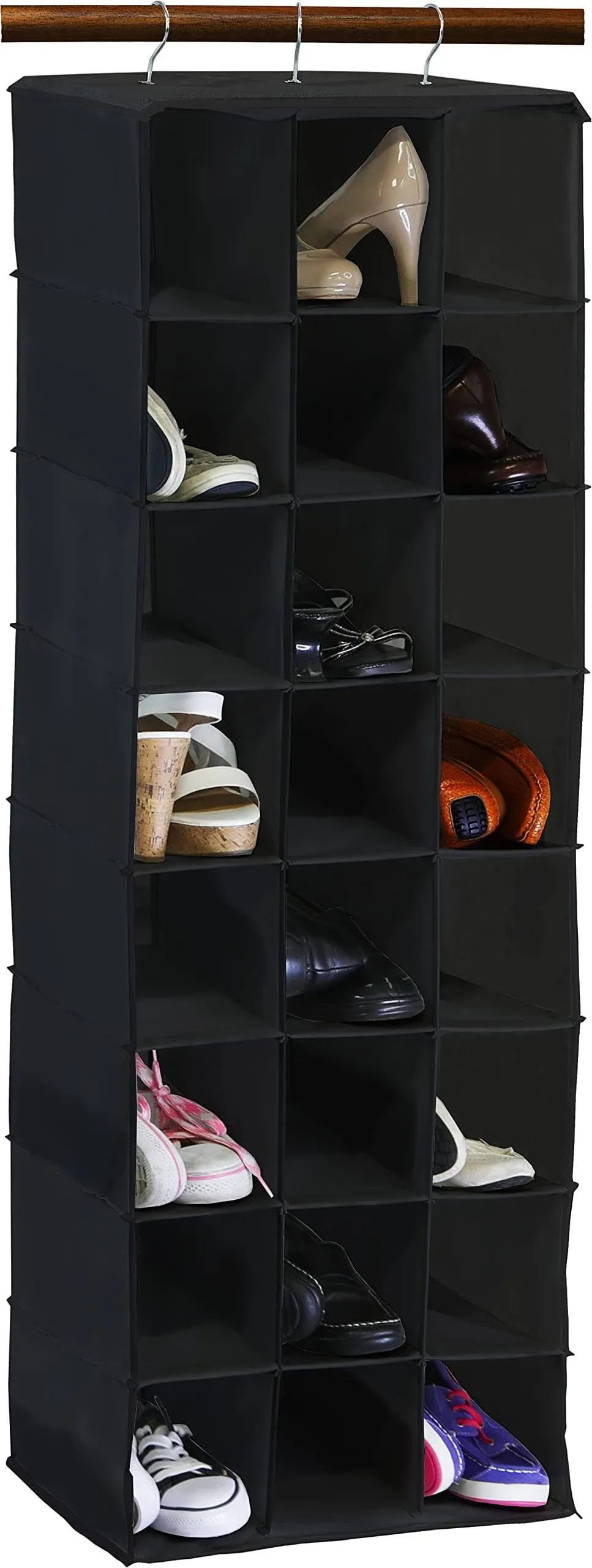 Simple Houseware Hanging Closet Organizers 24 Section Shoe Shelves, Black