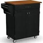 Homestyles Cuisine Kitchen Cart, Black, Oak Top