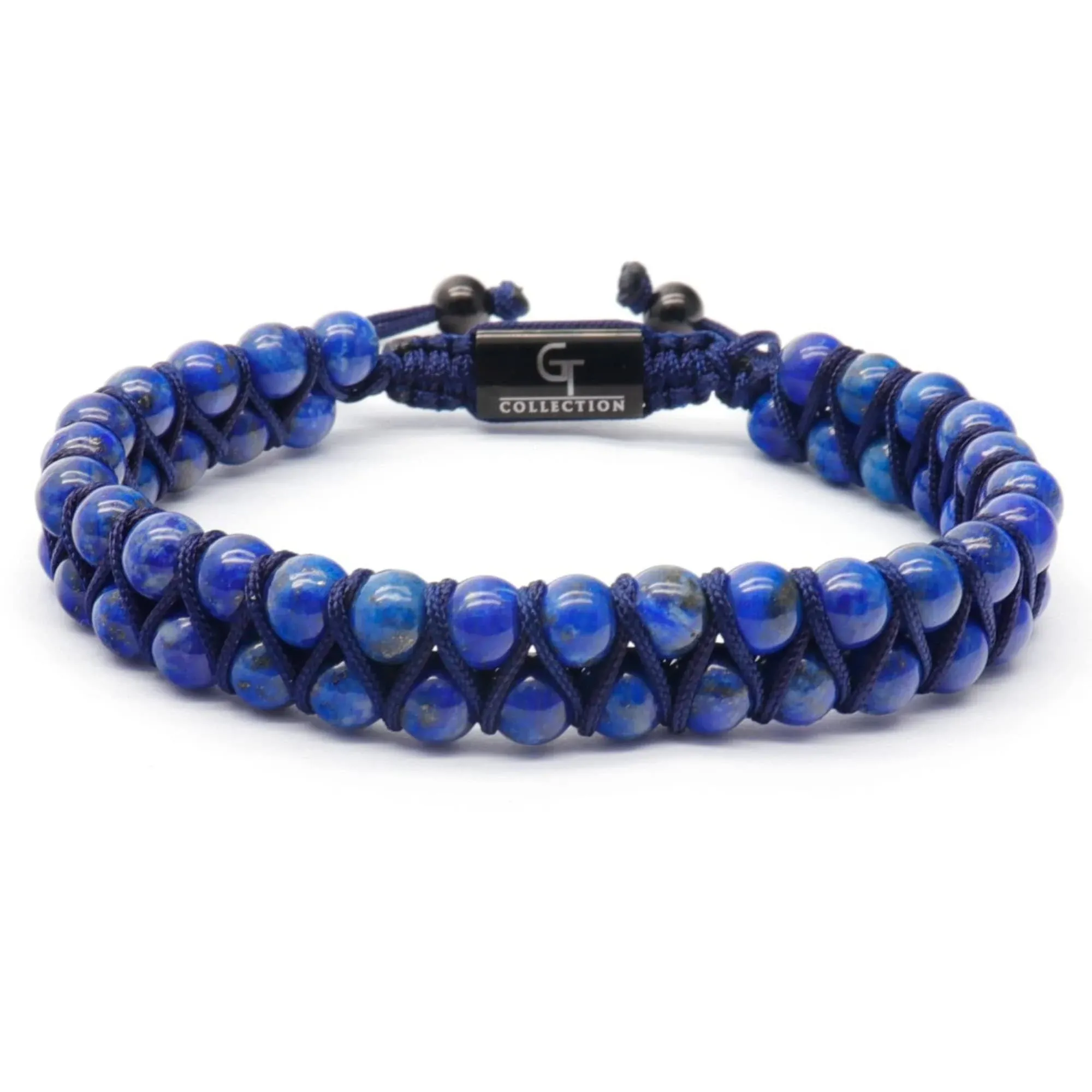 Men's Double Beaded Bracelet - Used for Its Grounding Effects – 100% Natural Wrapped - Adjustable Gemstones Beaded Bracelet for Men’s