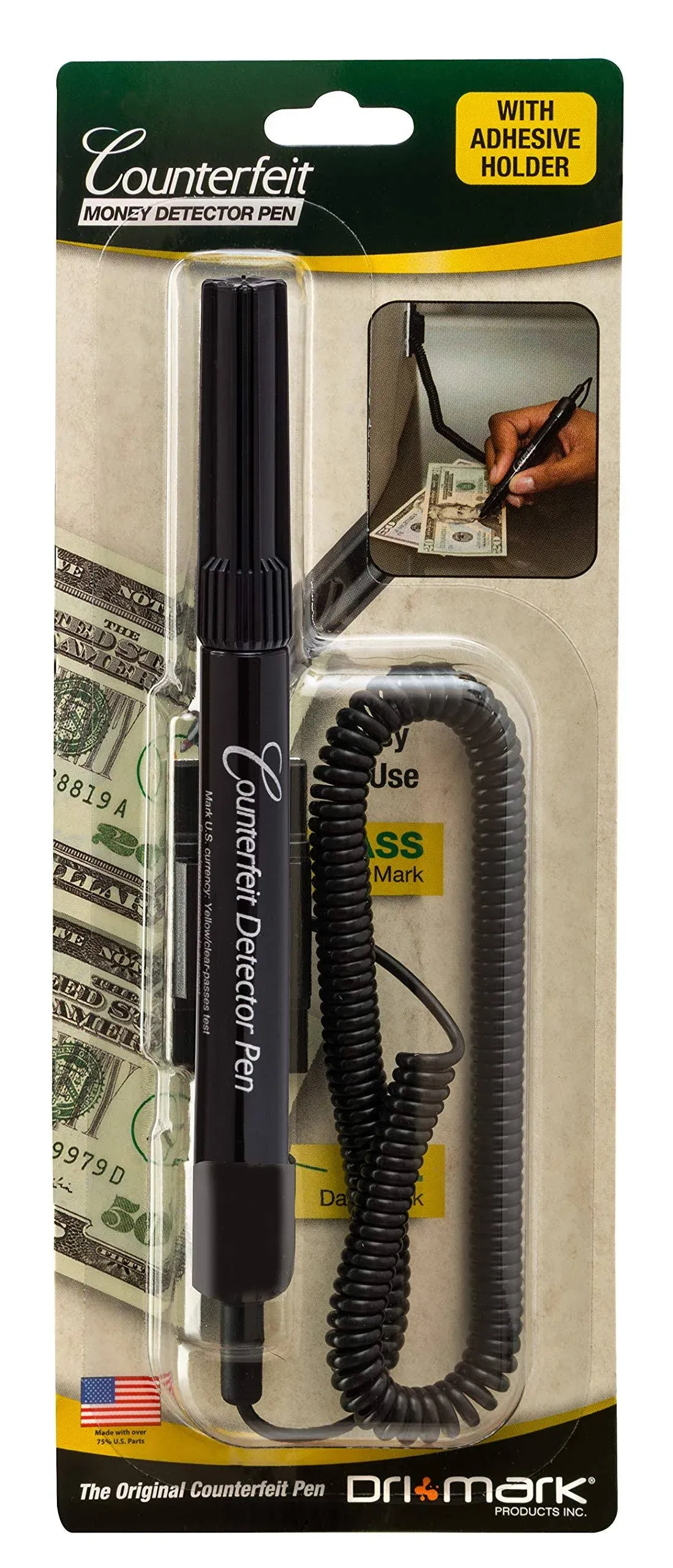 Dri-Mark Smart-Money Counterfeit Bill Detector Pen With Coil And Clip, U.s. Currency