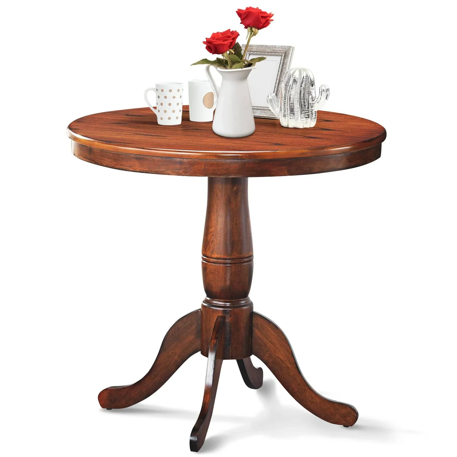 KOTEK 32 inch Round Dining Table, Solid Wood Pedestal Table, Kitchen Dinner Table ...