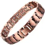 MagEnergy Mens Copper Magnetic Bracelets 9" Link Adjustable 99.9% Pure Copper with Double Raw 3500 Gauss Magnets Jewelry Gifts