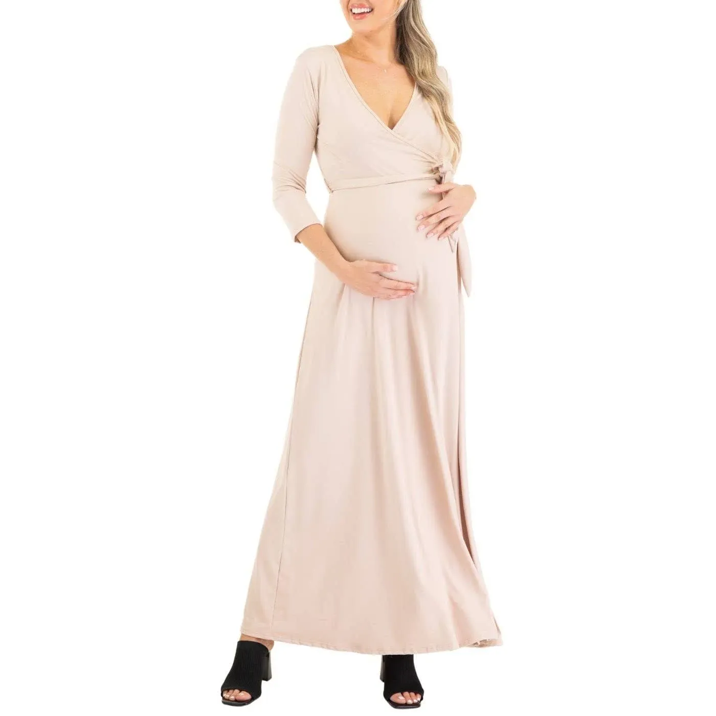 Mother Bee Women&#039;s Maternity 3/4 Sleeve Maxi Dress (Size Medium)