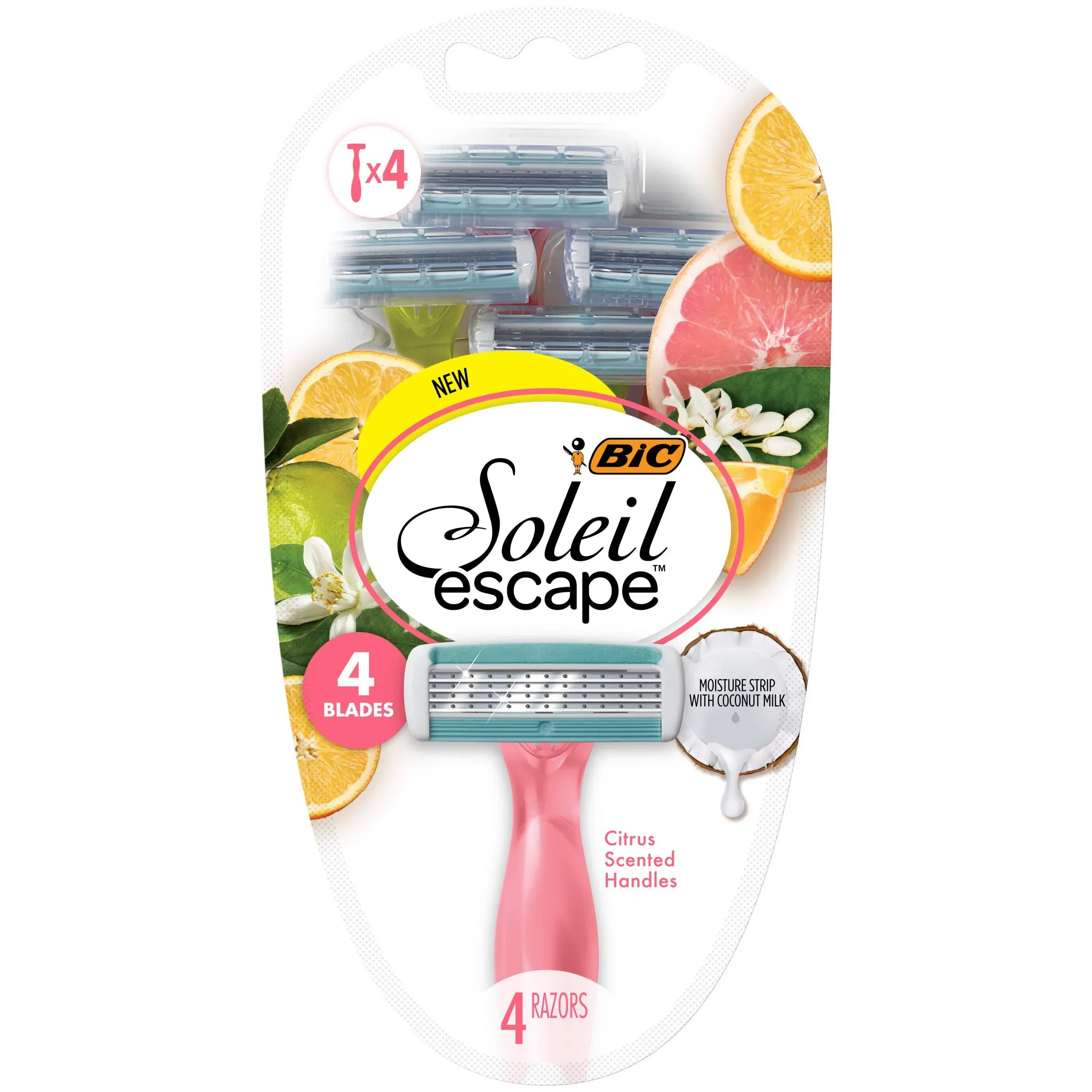 4 Packs of 4: BIC Women&#039;s Soleil Escape Disposable 4-Blade Razors DAMG   - E2D