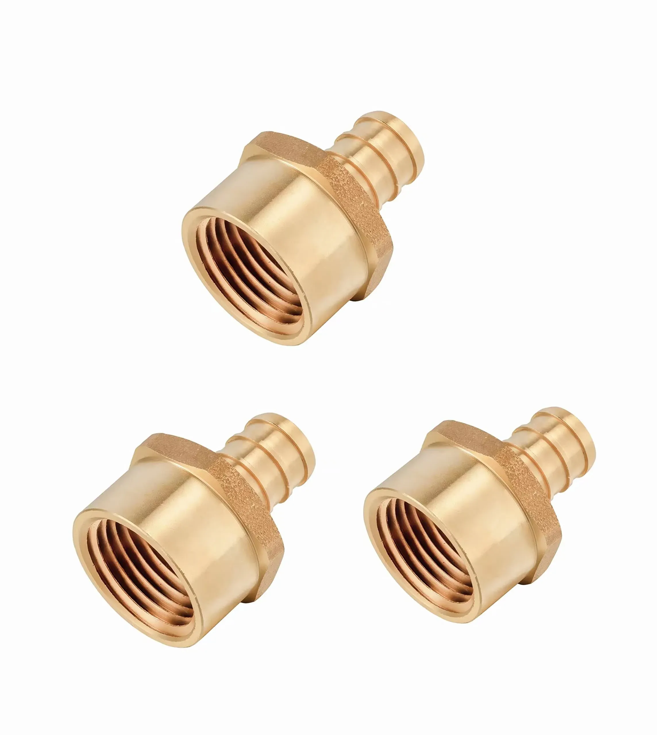 3-Pack EFIELD PEX 1/2" x 1/2" Female NPT Adapter Brass Barb Crimp Fittings, ASTM F1807