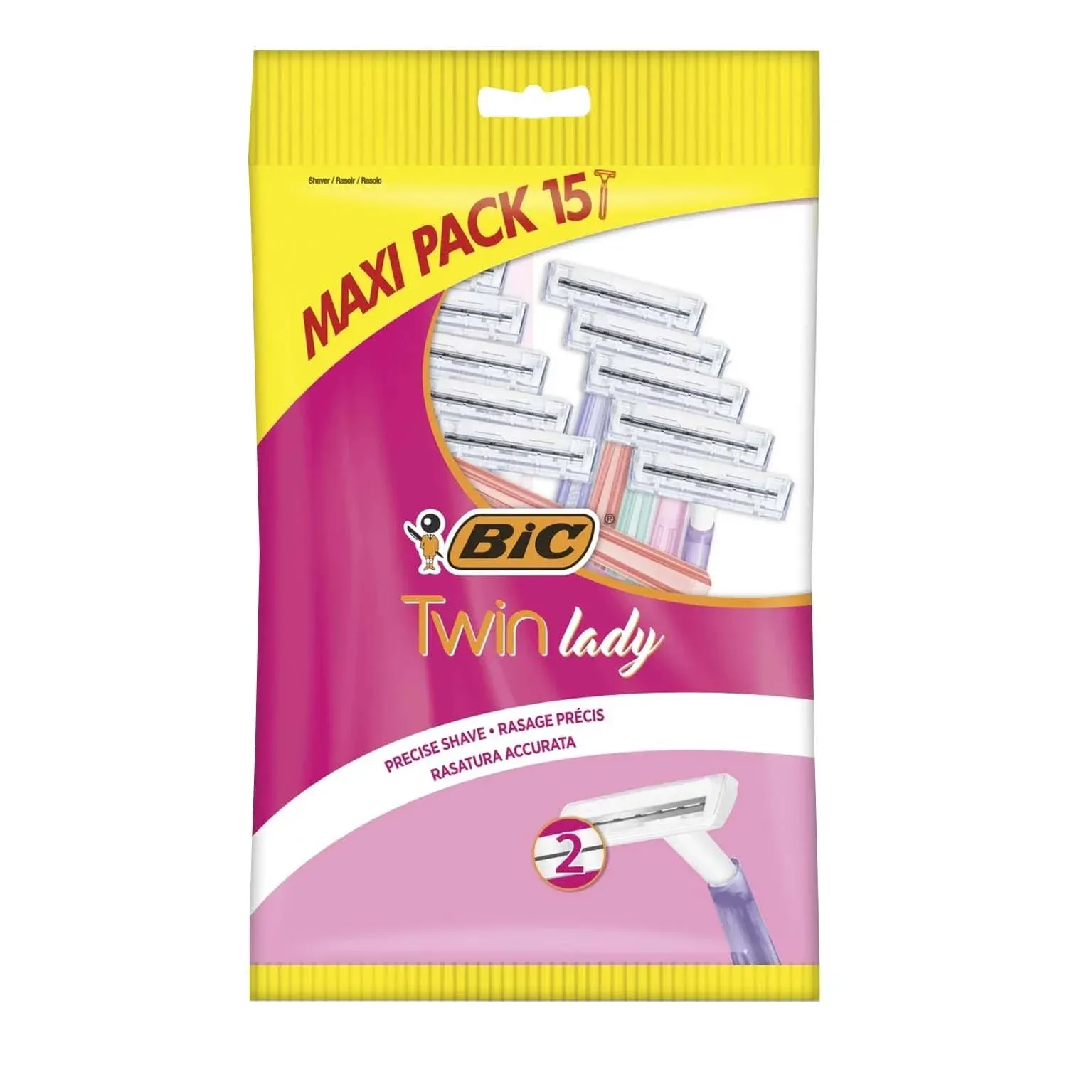 BIC Twin Lady Women&#039;s Disposable Razors Maxi Pack 15 Count New