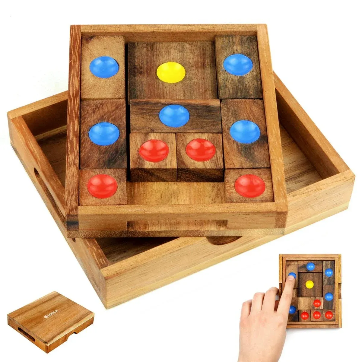 Prison Escape - Khun Phaen - Klotski - Brain Teaser in Fine Wood - 16 Games in 1 - Mixed Difficulties