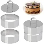 Round Cake Ring Mold,Stainless Steel Ring Molds for Cooking,Cookie Rings for Baking 4 Inch,Dessert Mousse Molds with Pusher & Lifter Cooking Rings, Tuna Tartare Mold (Include 4 Rings and 2 Pusher)