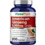 NusaPure American Ginseng 5000 mg - 200 Veggie Capsules (Vegetarian Non-GMO & Gluten-Free)