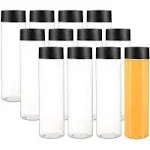 zmybcpack 12 Pack 13.6 oz (400 ml) Clear Pet Plastic Juice Bottles with Black Lids Smoothie Ideal for Milk and Other Beverage