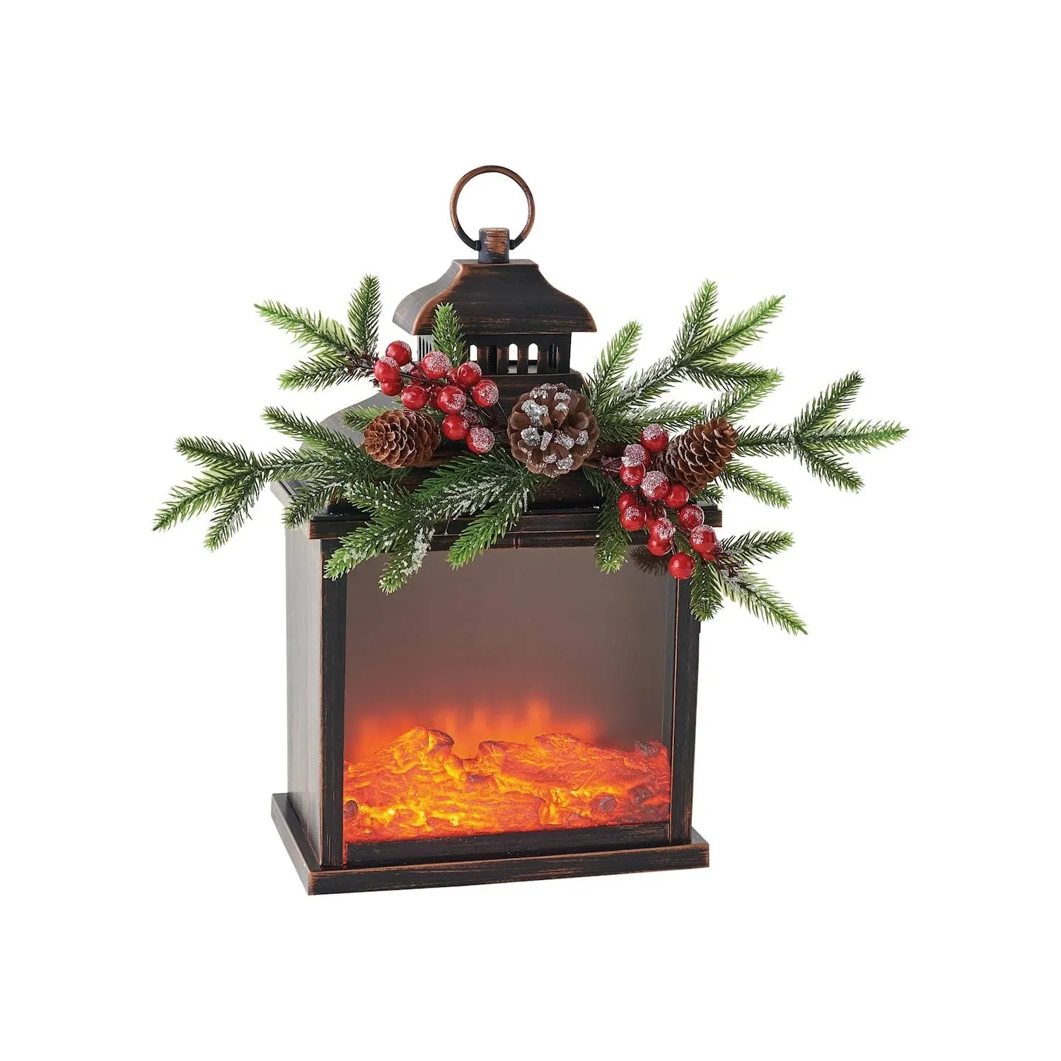 KIG Exclusives Christmas Fire Light with Evergreen Motion Battery Operated