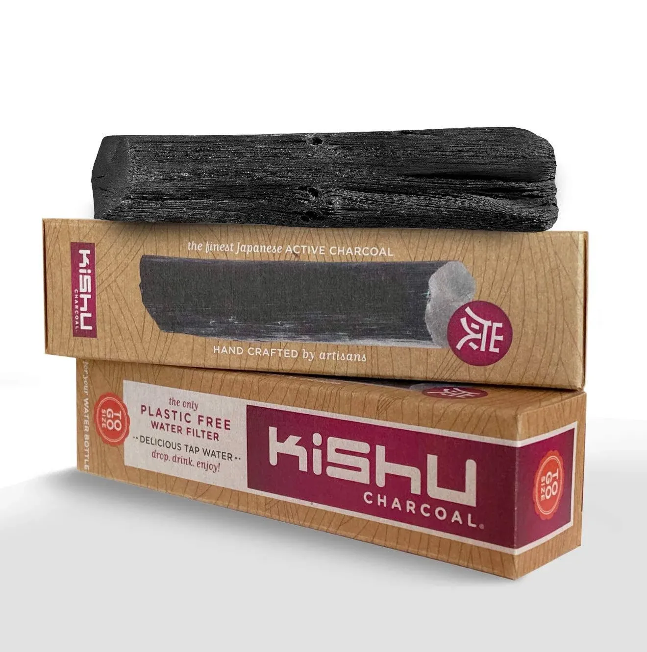 Kishu Charcoal - Activated Charcoal Water Filter for Water Bottles 2-Pack