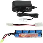 Tenergy RC Battery Charger and 9.6V NiMH 1600mAh Rechargeable Butterfly Battery Pack with Mini Tamiya Connector for AEGs