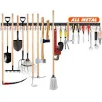 68'' All Metal Garden Tool Organizer Adjustable Garage Wall Mount Organizers and Storage with Heavy Duty Hooks Hangers for Wall, Shed,