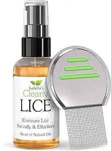 Isabella's Clearly Lice, Natural Lice Treatment, Remover and Repellent with Metal Nit Comb