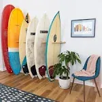 StoreYourBoard Vertical Timber Surfboard Wall Rack, Holds 6 Surfboards, Home and Garage Storage Mount System (Natural)