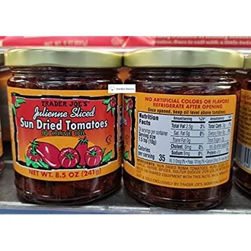 Trader Joe?s Julienne Sliced Sun Dried Tomatoes in Olive Oil 8.5oz 241g (Two Bot