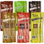 Primal Spirit Vegan Jerky - Sampler Pack, 10g. Plant Based Protein, Certified Non-GMO ("Classics" Thai Peanut, Mesquite Lime, Teriyaki, Hot & Spicy, Hickory Smoked, & Texas BBQ, 24-Pack, 1 oz.)