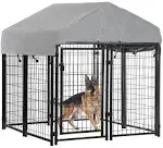 Welded Wire Dog Kennel Heavy Duty Playpen Included a Roof & Water-Resistant Cover 4'x4'x4.3'