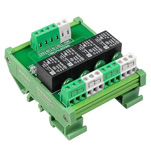 Relay Board Relay Module 4 Channel 1 SPDT DIN Rail Mount 24V DC/AC Relay Modu...