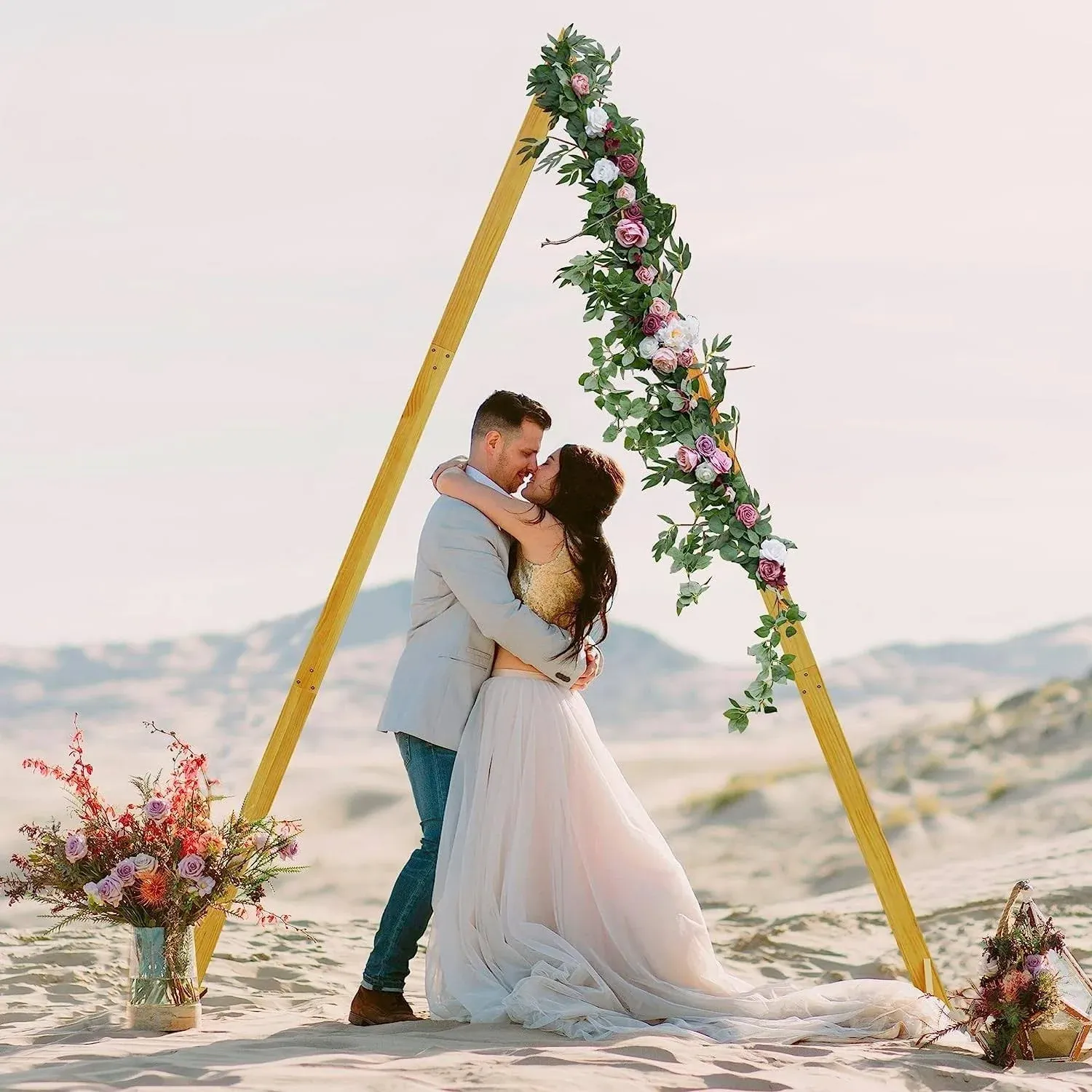 10ft Triangular Wooden Wedding Arch Rustic Arbor Wedding Decorations Indoor ...