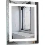 Homewerks 100150 24” x 30" LED Bathroom Mirror, Anti Fog Wall Mounted Horizontal or Vertical Vanity, 5000 Kelvin, Bright White Daylight Color Temperature Light, 24"x30"