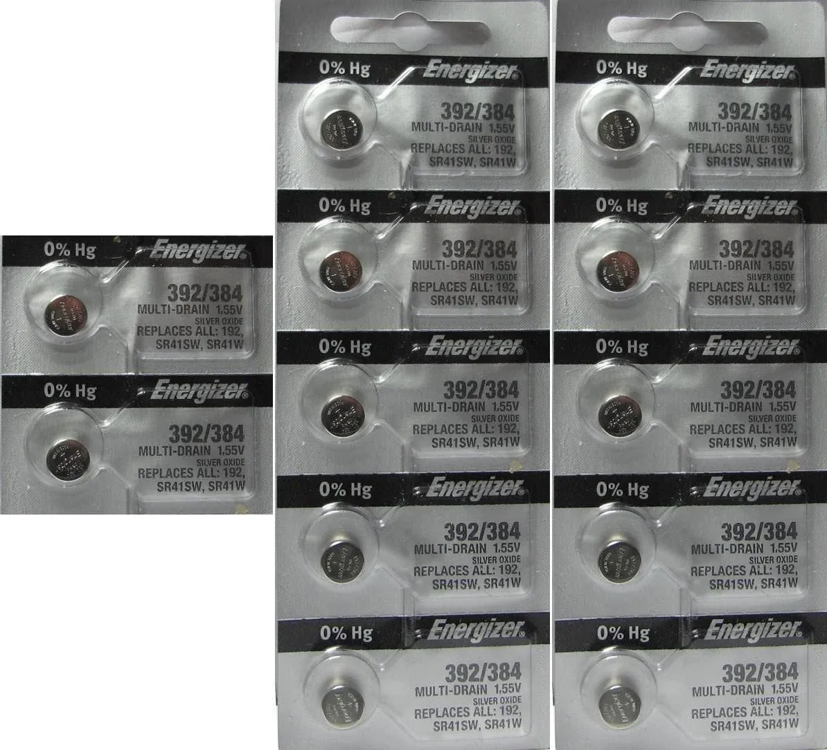 12 Energizer 392 384 SR41W SR41SW Silver Oxide 0% MERCURY Batteries