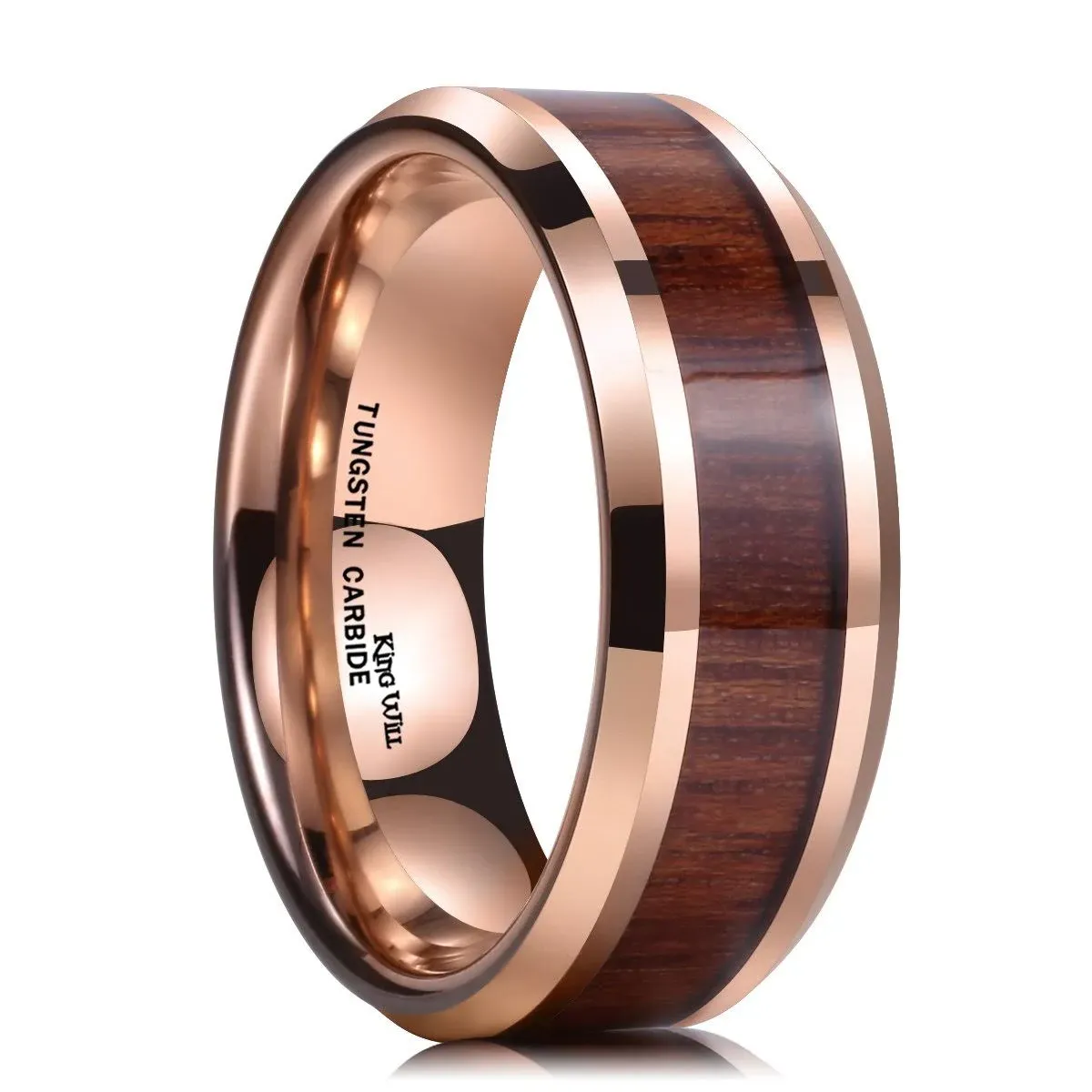 King Will Basic Men Wedding Black Tungsten Ring 8mm Matte Finish Beveled Polished Edge Comfort Fit 9