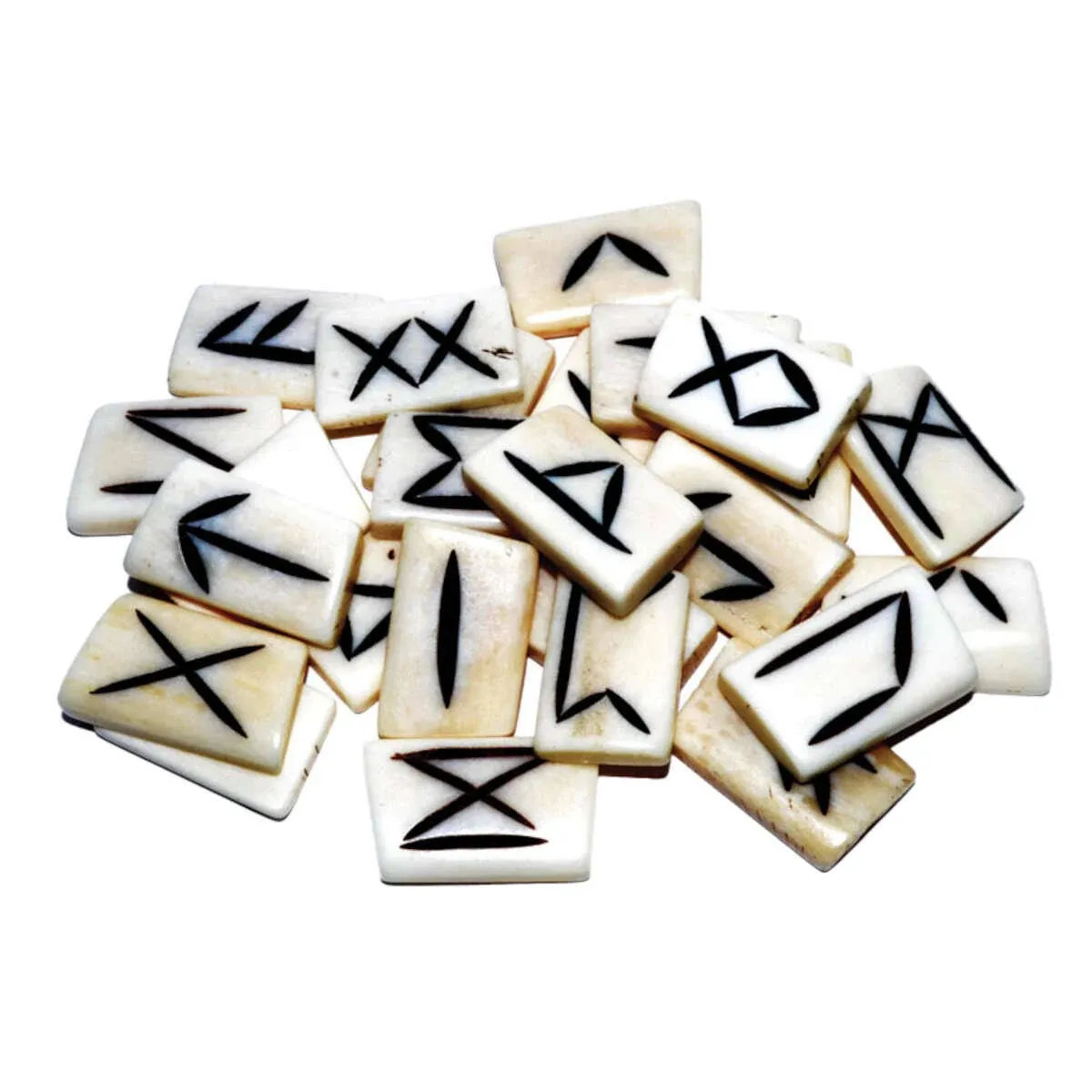 Casting Magic Water Buffalo Bone 25 Piece Elder Futhark Rune Stone Set