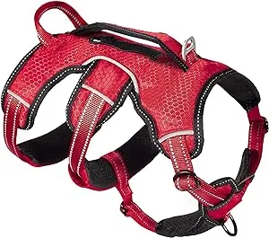 Tuff Pupper Updated for 2024 - Tracker No Escape Dog Harness | Dual Escape Proof Leash Attachments | 5 Point Adjustable Fit Harness for Dogs | Padded Dog Harness for Comfort | Handle Dog Lift Harness