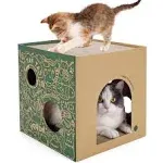 Cardboard Cat House with 2 Story Scratch Pads Cat Play House for Indoor Cats Box