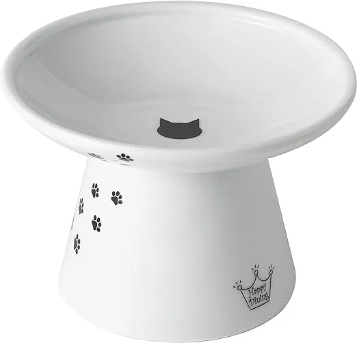 Necoichi Extra Wide Raised Cat Food Bowl, Elevated, Prevent Neck & Whisker Fatigue, Dishwasher and Microwave Safe, No.1 Seller in Japan! (Cat, Extra Wide)