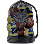 BROTOU Extra Large Sports Ball Bag Mesh Socce Ball Bag Heavy Duty Drawstring Bags Team Work for Holding Basketball, Volleyball, Baseball, Swimming Gear with Shoulder Strap